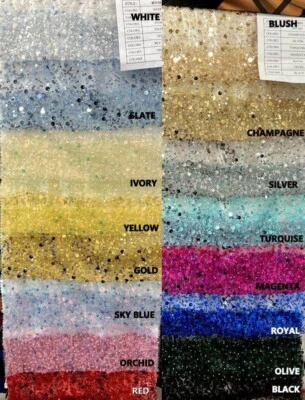 Soft Tulle Mesh Fabric Heavily Embellished with Sequins, Beads & Pearls. - Image 1 of 4