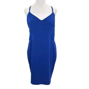 NEW NWT Guess Royal Blue Bodycon Cocktail Dress 14 Spaghetti Strap Bandage - Picture 1 of 9