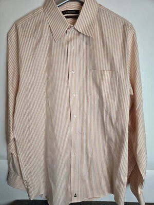 Nordstrom Orange/White Pin Striped Button Down Dress Shirt 15.5 34 Creamsicle  - Image 1 of 4