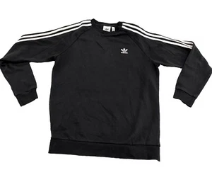 Adidas Originals Three-white Stripes Sweatshirt Crew neck Black Size Small - Picture 1 of 4