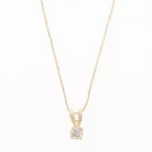 .09ct Round Diamond Solitaire Dainty Pendant on 16.25" Necklace 14k Yellow Gold - Picture 1 of 5