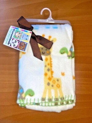 NEW Garanimals Monkey Giraffe Turle Elephant Fleece Baby Blanket Safari 30x40" - Image 1 of 2