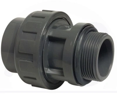 MARKENLOS 1 1/2 Zoll Verschraubung mit Klebemuffe u. O-Ring Pool Installation Teich PVC