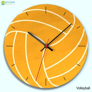 Wooden Sports Balls Wall Clock Printing Watch Bedroom Room Quartz Needle Modern - Picture 1 of 15