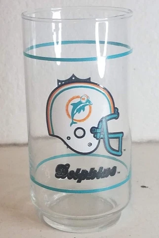 Vintage Miami Dolphins NFL Football Chevron Mobil Oil~16 oz Pint Beer Glass Cover