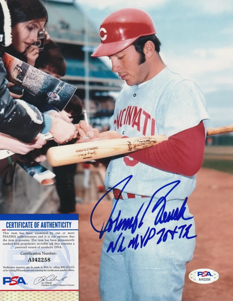 JOHNNY BENCH  CINCINNATI REDS  NL MVP 70,72  PSA AUTHENTICATED SIGNED 8x10 - Image 1 of 1