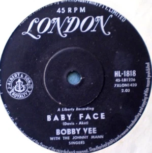 BOBBY VEE-BABY FACE/HOW MANY TEARS "RARE OZ" 45 RPM - Picture 1 of 2