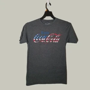 Coca-Cola Herren Hemd - Small - grau - Enjoy Coke Logo mit US-Flagge - Freizeitshirt - Bild 1 von 3