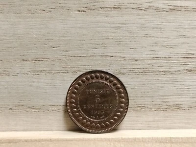 1893 A (1310) 5 Centimes Tunisia Bronze Coin (Ali III) - Image 1 of 4