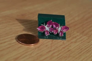 5.25ct Niassa Ruby / Zircon Butterfly Earrings ~ Platinum over Fine Silver ~ VVS - Picture 1 of 6
