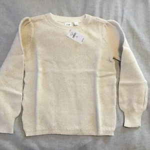 NEW Gap Kids Girls Ivory With Gold Shimmer Sweater, S - Picture 1 of 6