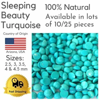 Natural Sleeping Beauty Turquoise Round Cabochon 2, 3, 3.5, 4 And 4.5 mm in lots - Image 1 of 4