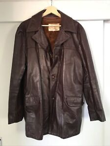 Vintage Excelled Leather Blazer Coat Jacket Mens Size 42 fight club M/L USA Made