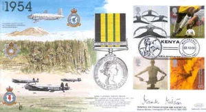 JSMIL22 1954 Kenia Mau Mau RAF FDC firmado Intel Off GEN SIR FRANK KITSON MC* - Imagen 1 de 1