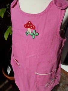 H&M Kleid Latzkleid Latzrock Tunika Jeans Rosa Gr 86 mit Fliegenpilz Marienkäfer - Bild 1 von 8