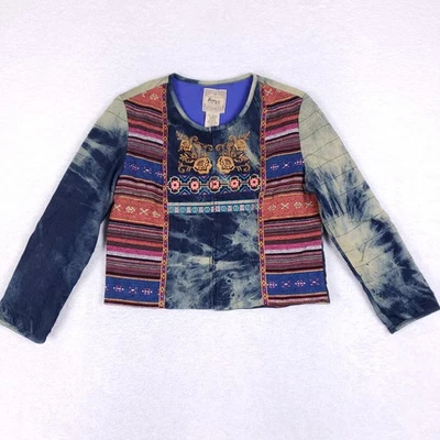 Billy by Flying Tomato Boho Embroidered Jacket Size L Indigo Multi Festival Chic - Image 1 of 4