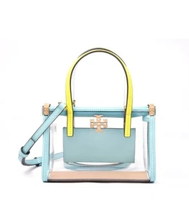 Borsa a tracolla Tory Burch Blake vinile trasparente multicolore mini tote 165833 - NUOVO - Foto 1 di 8