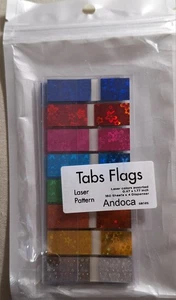 Andoca - Tabs Flaggen, Lasermuster 1-3/4" x 1/2" Tabs 8 glänzende Farben 240 Tabs - Bild 1 von 1