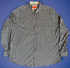 Johnston & Murphy Performance XXL Blue White Gingham Stretch Button Shirt - Picture 1 of 6