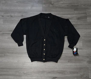 Vintage 80er Strick Oversize Boxy Opa Pullover Cardigan Large Schwarz Neu mit Etikett  - Bild 1 von 10