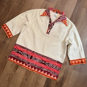 Vtg 60s 70s Andrade Shirt Tunic Mens Large Pool Cabana Cover Hippie Disco Hawaii - Picture 1 of 17