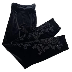 Johnny Was Workshop Plus Size Floral Embroidered Velvet Pull On Pants 3XL Boho - Picture 1 of 8