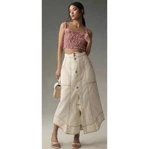 Farm Rio cremefarbener Denim Wellen Maxirock Gr. 32 - neu mit Etikett - Bild 1 von 11