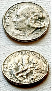 "BigE Ear" 2005P Roosevelt Dime–Dramatic Plating Blister- Rare Mint Error - Picture 1 of 10