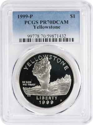 1999-P Yellowstone Silver Commemorative Dollar PR70DCAM PCGS Proof 70 Deep Cameo - Image 1 of 2
