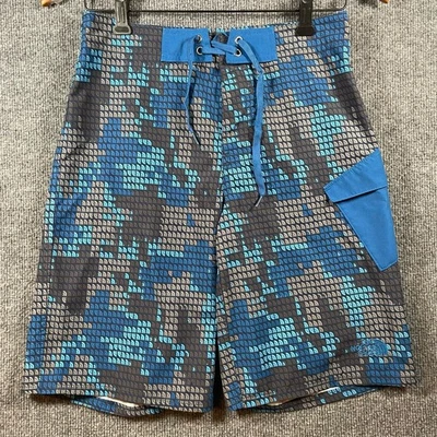 The North Face Board Shorts Boys Large (14-16) Blue/Black Geometric AOP Swimwear - Image 1 of 4