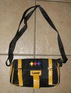 NFL Football PITTSBURGH STEELERS Embroidered Logo Black Small 9X6 Handbag Purse - Picture 1 of 4