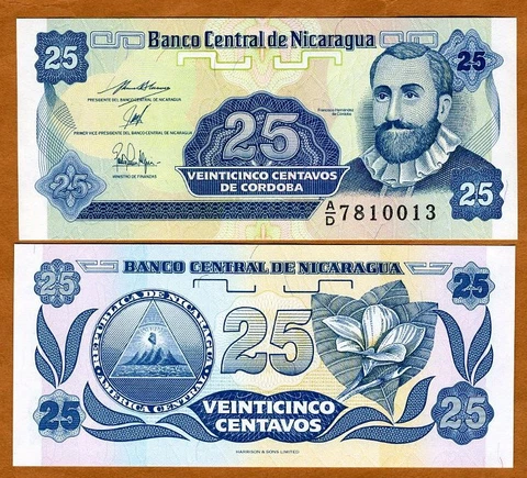 Nicaragua, 25 centavos, ND (1991), P-170. UNC Cover