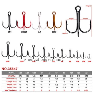 100pcs Treble Hooks Triple Fishing Sharp Hooks for Freshwater Saltwater 2-10# - Picture 1 of 23