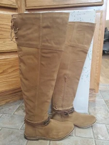 Musse & Cloud Over The Knee Boots Ansley Brown Nubuck Leather Tall Boots Sz 10 - Picture 1 of 9