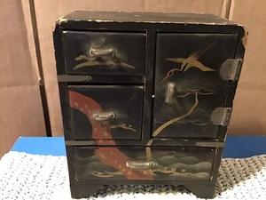Antique Handpainted 4-drawer Box Vintage Japanese - Picture 1 of 12