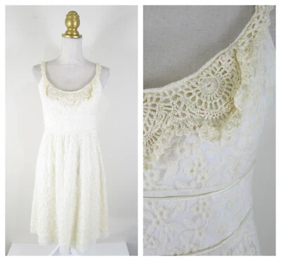 Vestido Vaina Cynthia Steffe Marfil Crema Encaje Bordado Crochet Sin Mangas 4 Foto 1 de 4