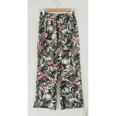Vintage Bobbie Brooks Women's Tropical Cropped Pull On Wide Leg Pants. Size S - Image 1 of 4