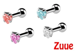 1.2mm x 6mm Barbell WITH HEART GEM TB08 - Picture 1 of 5