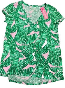 Lilly Pulitzer Etta V-neck Short Sleeve T-Shirt Conch Shell Pink Size Medium - Picture 1 of 1