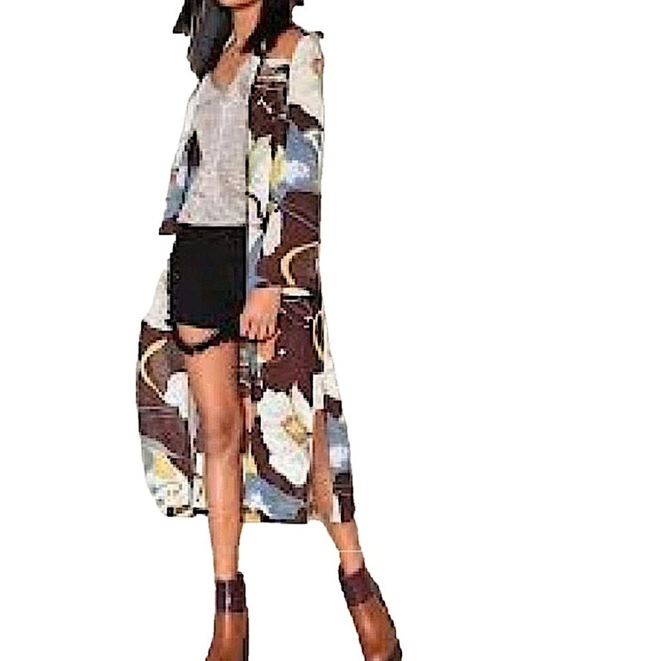 Espanador marrom chiffon padrão floral neutro Nasty Gal NOVO - Imagem 1 de 4