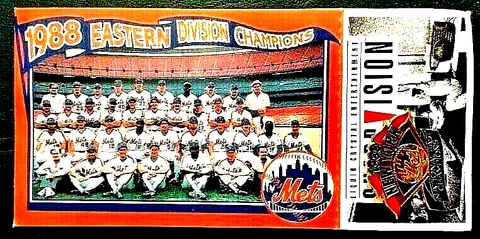 NEW YORK METS 1988 EASTERN DIVISION CHAMPS Roster, Pin,  and Team Photo NY METS Cover