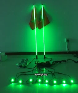 JHB Pair 4feet Flexible RGB LED Off-road Whip Lights + 8PCS RGB Rock Lights KIT - Picture 1 of 12