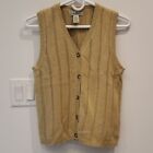 LL Bean Vest Knit Button Down Light Brown Gold OV264 Women's Size XS Linen
