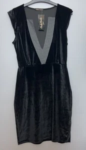 Nuevo con etiquetas Vestido Bella Moda Negro Terciopelo Talla 10 - Imagen 1 de 5