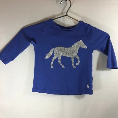 Camiseta Polo JOULES Tejido Suave Algodón Brillo Caballo Azul Manga Larga Talla 3-4Y Foto 1 de 4