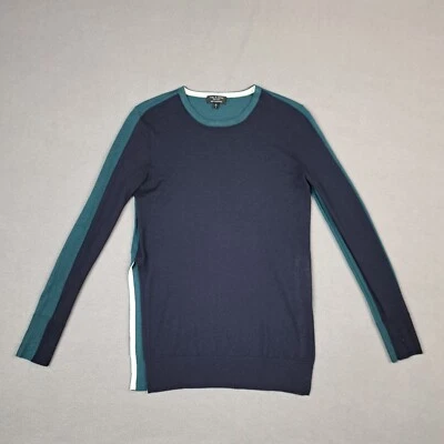 Rag & Bone Cashmere Sweater Womens Small Black Green Block Slit Side Lightweight - Image 1 of 4