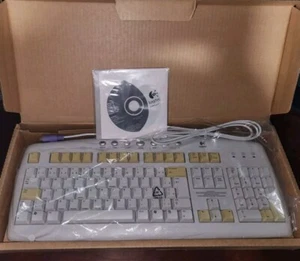 Logitech Y-ST39 Wired Ergonomic Keyboard White Tri-Color Keys NOT USB-USED WORKS - Picture 1 of 7