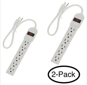( 2 Pack ) 1.5 Feet 6 Outlet Heavy Duty Power Strip 14AWG/3 15A, 90J - Picture 1 of 4
