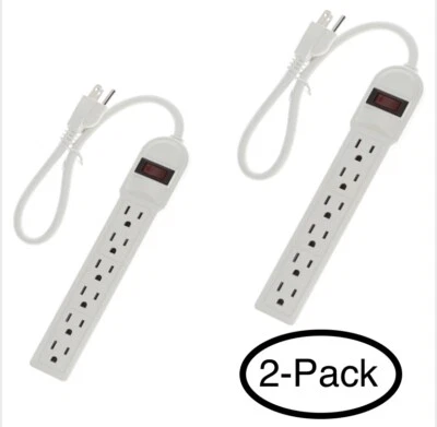 ( 2 Pack ) 1.5 Feet 6 Outlet Heavy Duty Power Strip 14AWG/3 15A, 90J - Image 1 of 4