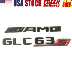 Gloss Black GLC63S+AMG FIT MERCEDES BENZ W253 W254 GLE63 REAR TRUNK EMBLEM BADGE - Picture 1 of 7